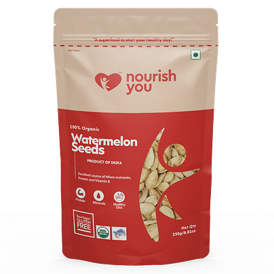 Nourish You Organic Raw Watermelon Seeds - 250G Rich In Protein & Fibre , Gluten Free , Vitamin B. image