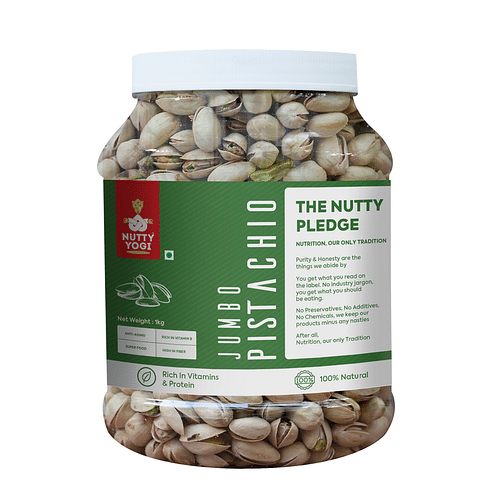 Nutty Yogi Pista 1kg jar | Pista Dry Fruit, Shelled Nuts Super Crunchy & Delicious Healthy Snack | Vitamins & Minerals Rich image