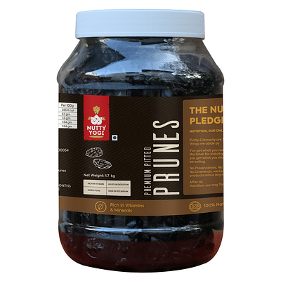 Nutty Yogi Prunes 1.7kgs jar | Dried Premium Pitted California Prunes Health Snack image