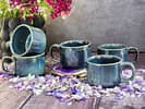 Ocean Blue And Green Glazed Glossy Ceramic Teacup