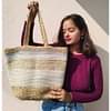 On Earth Beige Jute Tote Bag