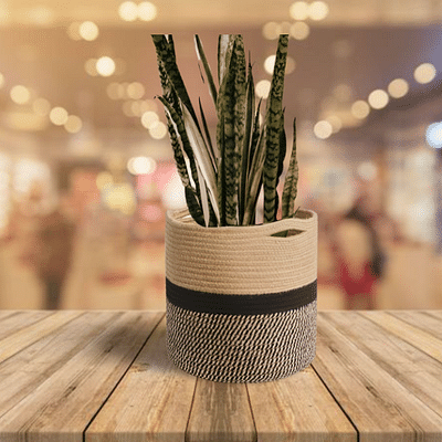 On Earth Black Jute Rope Baskets | Planters image