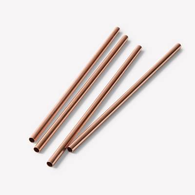 On Earth Copper Straws With Cleaner - Pack Of 2 |Copper| Straight image