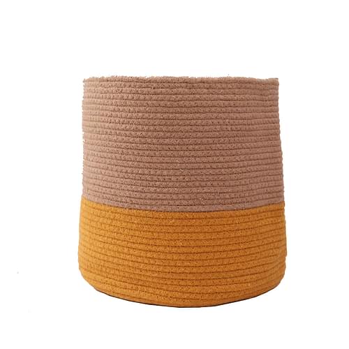 On Earth Dual Tone Jute Baskets | Yellow| Small image