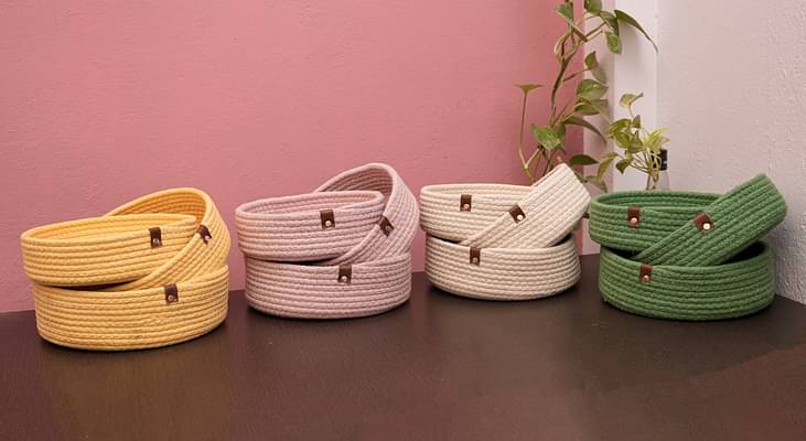 On Earth Nesting Basket |Set Of 3| Green image