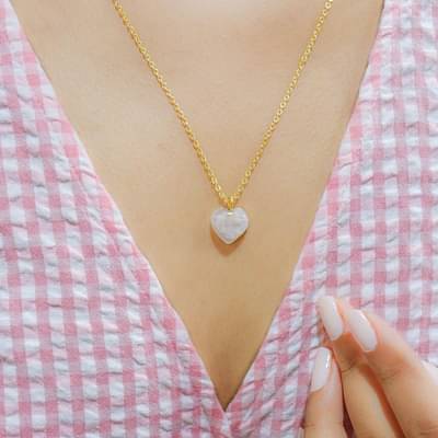 On Earth Rose Quartz Stone Pendant With Golden Chain image