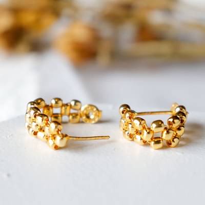 On Earth Strips - Gold Plated Brass Metal Earrings image