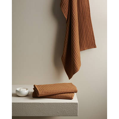 Oodaii Beehive Bamboo Textured Waffle Bath Towel Burlap image