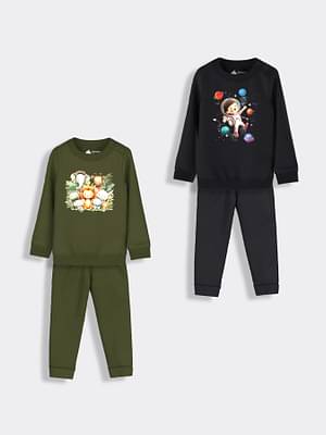 Orange Sugar 4 Pcs Sweatshirt & Joggers | Space Kid , Wild image