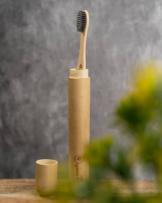 Organic B Eco Friendly Travel Case With Bamboo Charcoal Toothbrush image