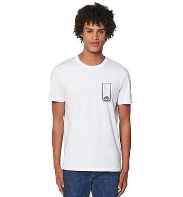 Organic Cotton Round Neck Indigo Logo White T-Shirt  T-Shirt In Half Sleeve image