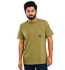 Organic Cotton Round Neck White Logo Olive  T-Shirt In Half Sleeve