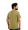 Organic Cotton Round Neck White Logo Olive  T-Shirt In Half Sleeve
