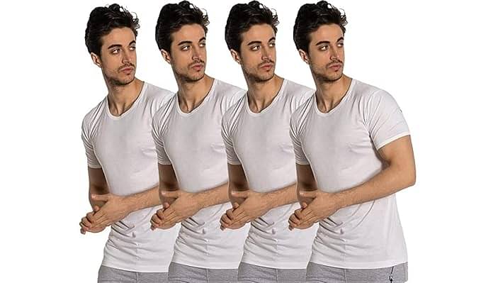 Otoman Half Sleeve Vest For Men | Bamboo Cotton Fabric Baniyan With Round Neck | Made In Turkey | Natural Sweat Absorbing And Odor Free | White | Pack Of 4 image