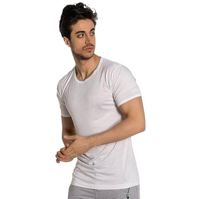 Otoman Half Sleeve Vest For Men | Bamboo Cotton Fabric Baniyan With Round Neck | Made In Turkey | Natural Sweat Absorbing And Odor Free | White | Single image