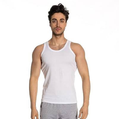 Otoman Men'S Bamboo Cotton Sleeveless Vest | Made In Turkey By 100% Pure Bamboo Fabric | Natural Sweat Absorbing | White | Pack Of 1 image