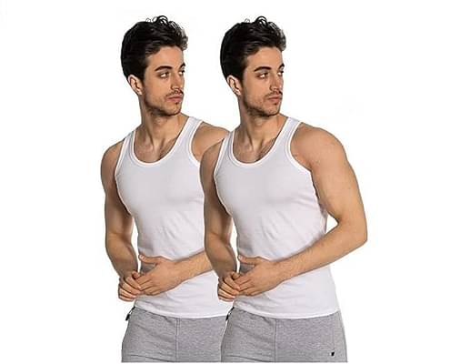 Otoman Men'S Bamboo Cotton Sleeveless Vest | Made In Turkey By 100% Pure Bamboo Fabric | Natural Sweat Absorbing | White | Pack Of 2 image