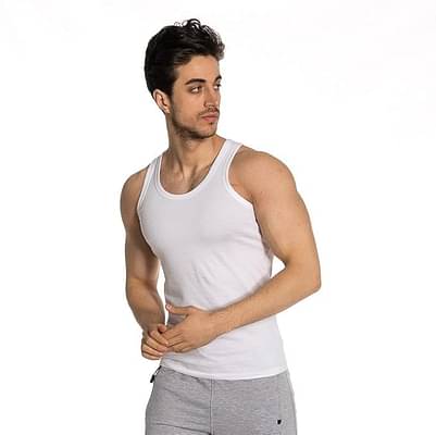 Otoman Men'S Bamboo Cotton Sleeveless Vest | Made In Turkey By 100% Pure Bamboo Fabric | Natural Sweat Absorbing | White | Pack Of 4 image