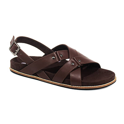 Paaduks Fox Crossover Vegan Leather Brown Men Sandals image