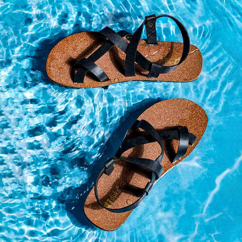 Paaduks Tro Slingback Waterproof Cork Brown Sandals Brown | Flats for Men | Vegan image