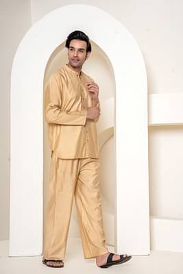 Paizlie 100% Mulberry Silk Harvest Moon Sleepwear for Men - Brown image