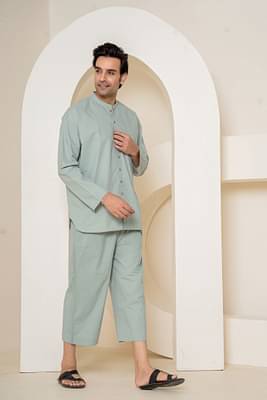 Paizlie 100% Organic Cotton Olive Ease Sleepwear for Men - Green image