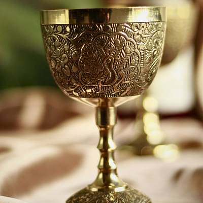 Peacock Brass Compact Wine Glasses | Brass Shot Glasses (set of 2) image