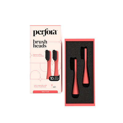 Perfora Electric Truthbrush Brush Heads (Pack of 2) (Spicy Coral) image