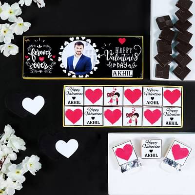 Personalised Valentines day Chocolate Gift Idea For Boyfriend - 12 pc Unique Chocolate Gift for Husband On 14th Feb image