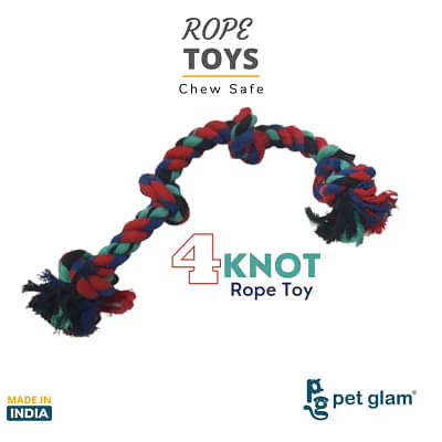 Pet Glam 4 Knot Rope Toy For Dogs-Chew Safe Toys For Dogs And Puppies image