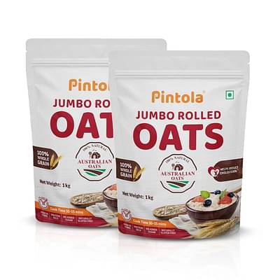 Pintola 100% Natural Wholegrain Jumbo Rolled Oats | Gluten Free 1kg Each - Pack of 2 image