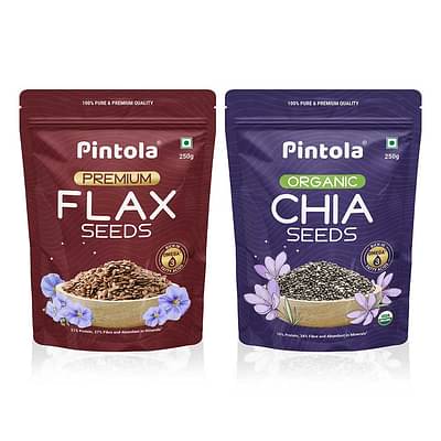 Pintola Combo Of Flax Seeds & Chia Seeds 250G Each, 100% Pure image