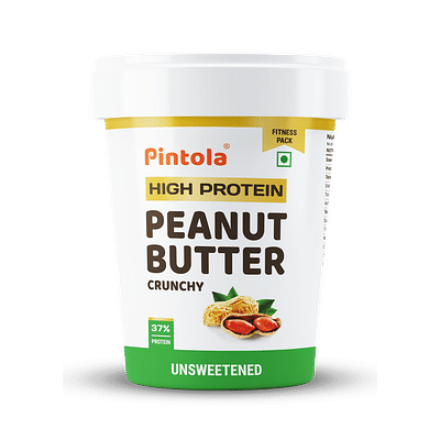 Pintola High Protein All Natural Peanut Butter 510G - Crunchy With 37G Protein & 8G Fiber image