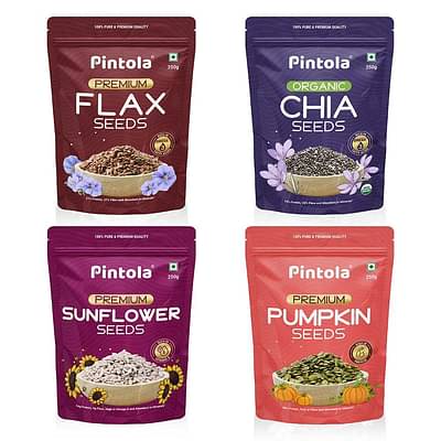 Pintola Nutrient Rich Seeds 1Kg Combo Pack (4X250G) Chia, Flax, Pumpkin, Sunflower Seeds Mixed Seeds image