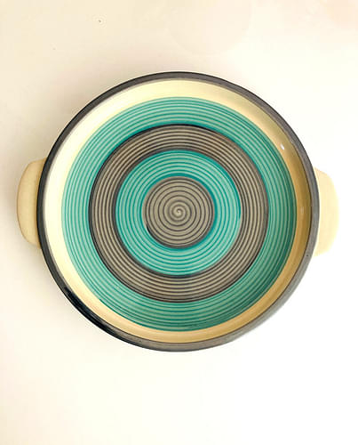 Pizza Plate Teal and Grey image