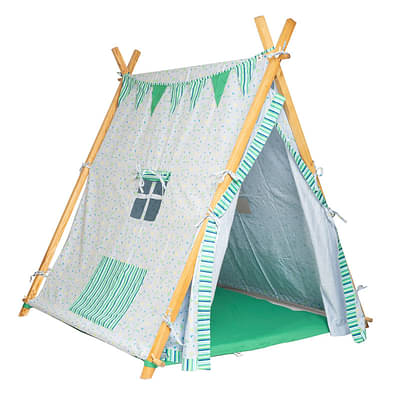 Play Tent - Hues Of Grey Green & Multi Green Stripes image