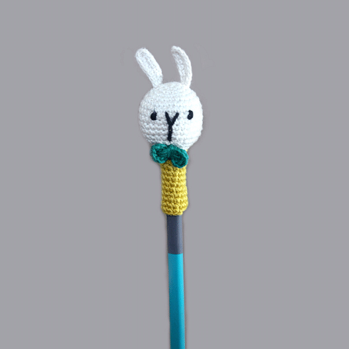 Plumtales Set Of 6 Handcrafted Amigurumi Pencil Topper Bunny _Random Color image