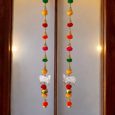 Pompom Door Hanging Multicolor Heavy Door Hangings - 2 Strings image