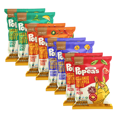 Popeas Mini Organic Chickpea Protein Puffs -Gluten Free (Pack x8) (Variety Mini) image