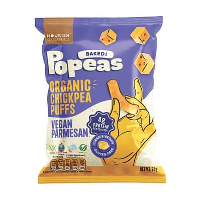 Popeas Organic Chickpea Protein Puffs - Vegan Parmesan -Gluten Free (Mini Pack X 8) image