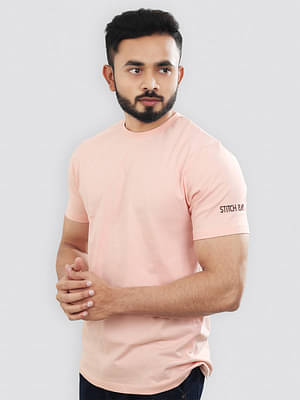 Premium Organic Cotton Pink Solid T-Shirt In Half Sleeve image