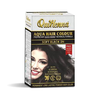 Quikhenna Aqua Powder Hair Colour 2N Soft Black For Men & Women, 110Gm (Pack Of 1) image