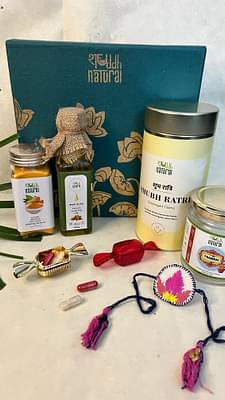 Rakhi Gift I Festive Gift I Plantable Rakhi I Floral Tisane I Thandai I Almond Oil I Lakadong Turmeric I Roli Chawal image