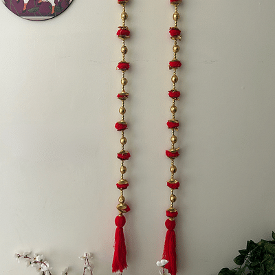 Red Tassel Door Hangings For Door Entrance - 2 Strings - Red image