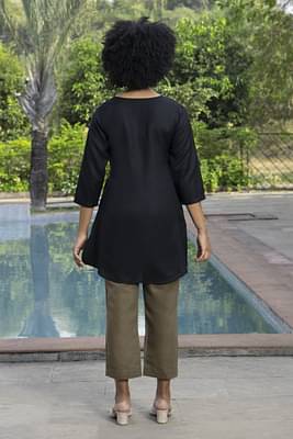 Roar For Good Black Hemp Women's Kurti image