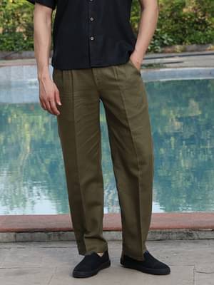 Roar For Good Green Hemp Men's Casual Pleated Trouser image