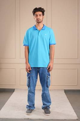 Roar For Good Men's Organic Cotton Polo T-Shirt - Aqua Blue image