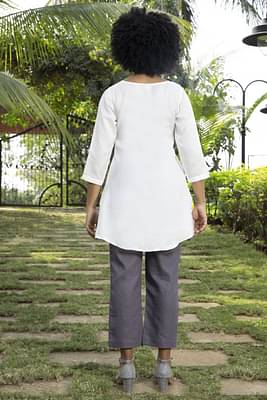 Roar For Good Off White Hemp Women's Kurti image