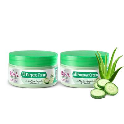 Rosa All Purpose Cream With Aloe Vera, Cucumber & Vitamin E I Moisturizing ,Hydrating , Reduce Dryness, Soothe Any Irritation I Pack Of 2-100Ml image