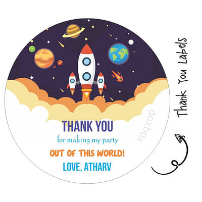 Round thank you label -space image